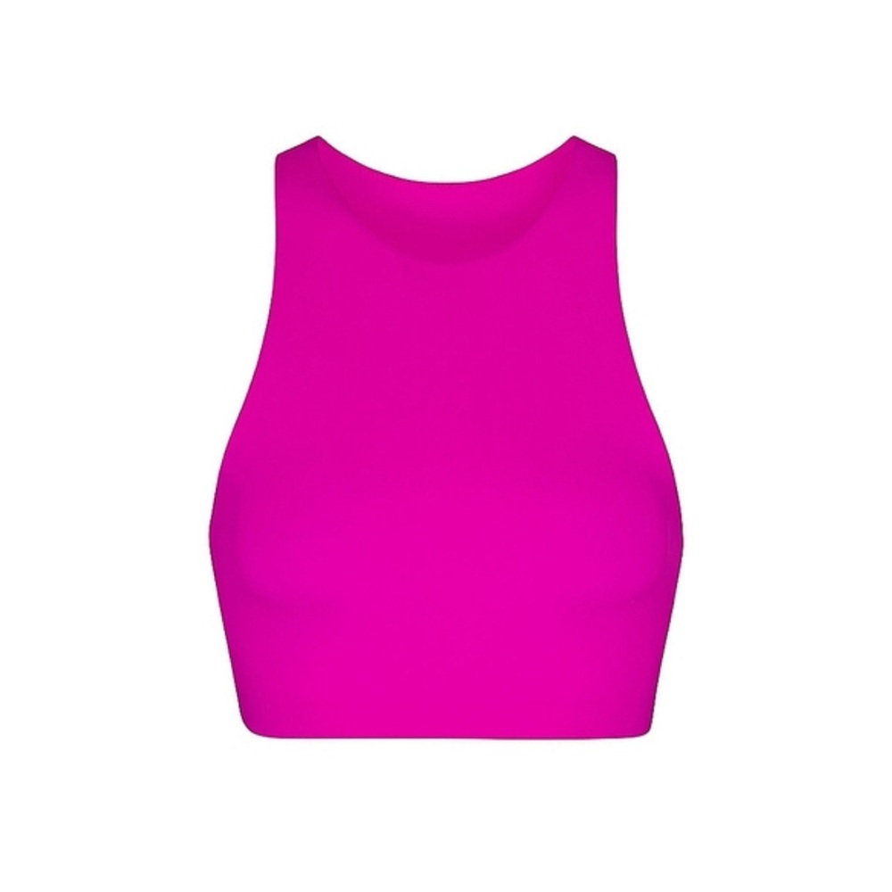 Skims Women's Pink High-Neck Crop Top - Picture 4 of 9